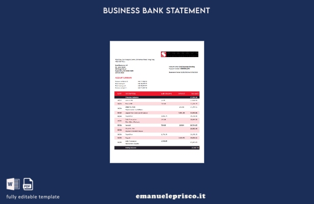 stile verificato Modello di estratto conto aziendale Sung Hung Kai Bank Modello 